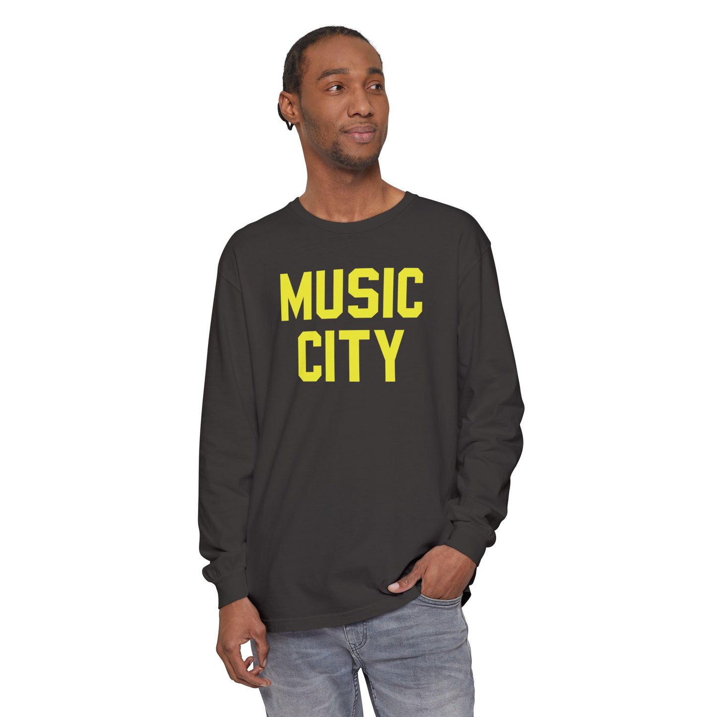 Music City Blocky Unisex Garment-dyed Long Sleeve T-Shirt