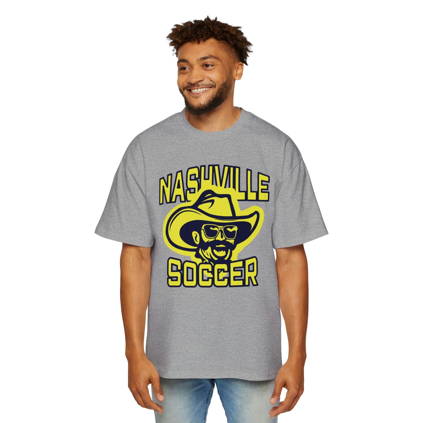 SAM Face_Nashville Soccer warp text Heavy Oversized Tee