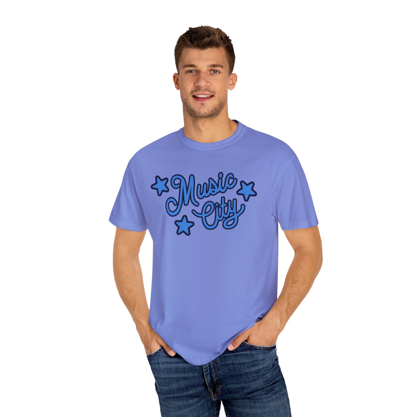Music City Script Stars Unisex Garment-Dyed T-shirt