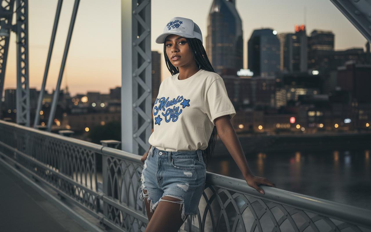 Music City Script Stars Garment-Dyed T-shirt
