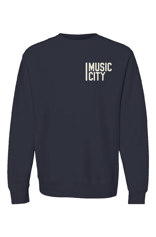 Music City Block Print  Premium Heavyweight Cross Grain Crewneck