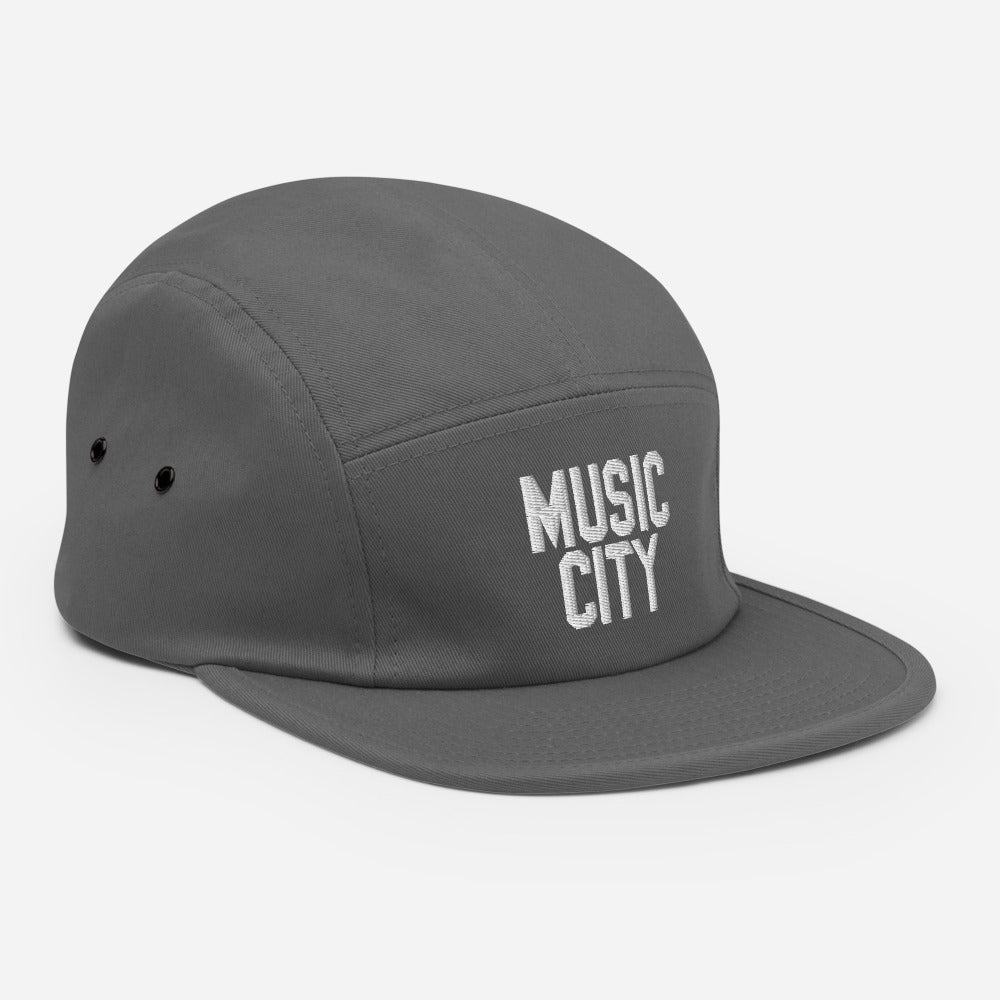 Music City Basic white text Five Panel Cap