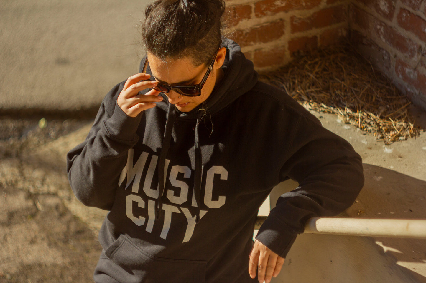 Music City Basic Text Bone Premium Unisex Hoodie