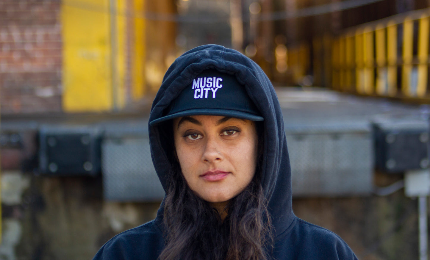 Music City Basic Text White Five Panel Cap