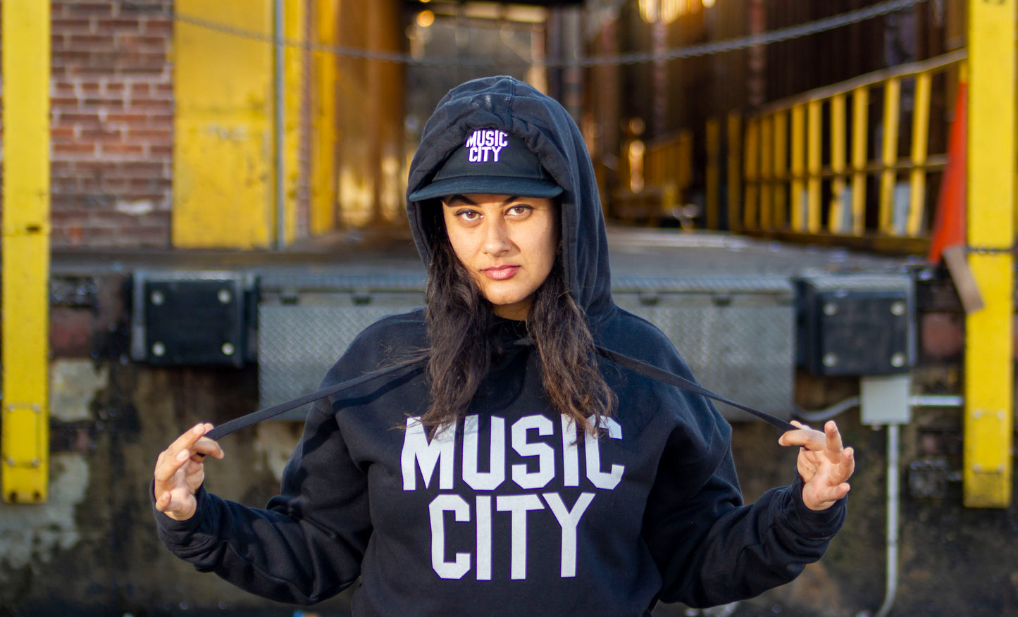 Music City Basic Text Bone Premium Unisex Hoodie