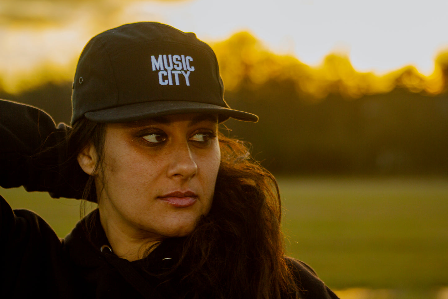 Music City Basic Text White Five Panel Cap