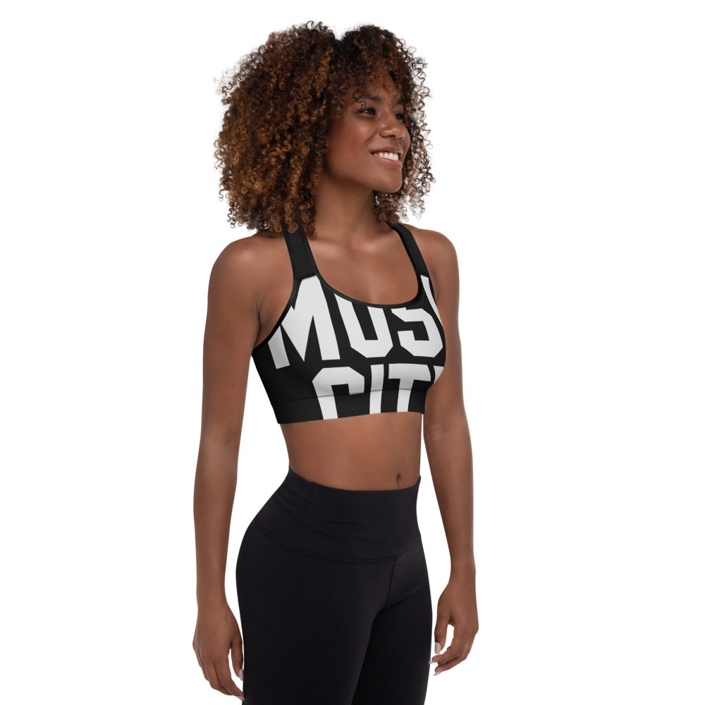Music City Basic Text Padded Sports Bra