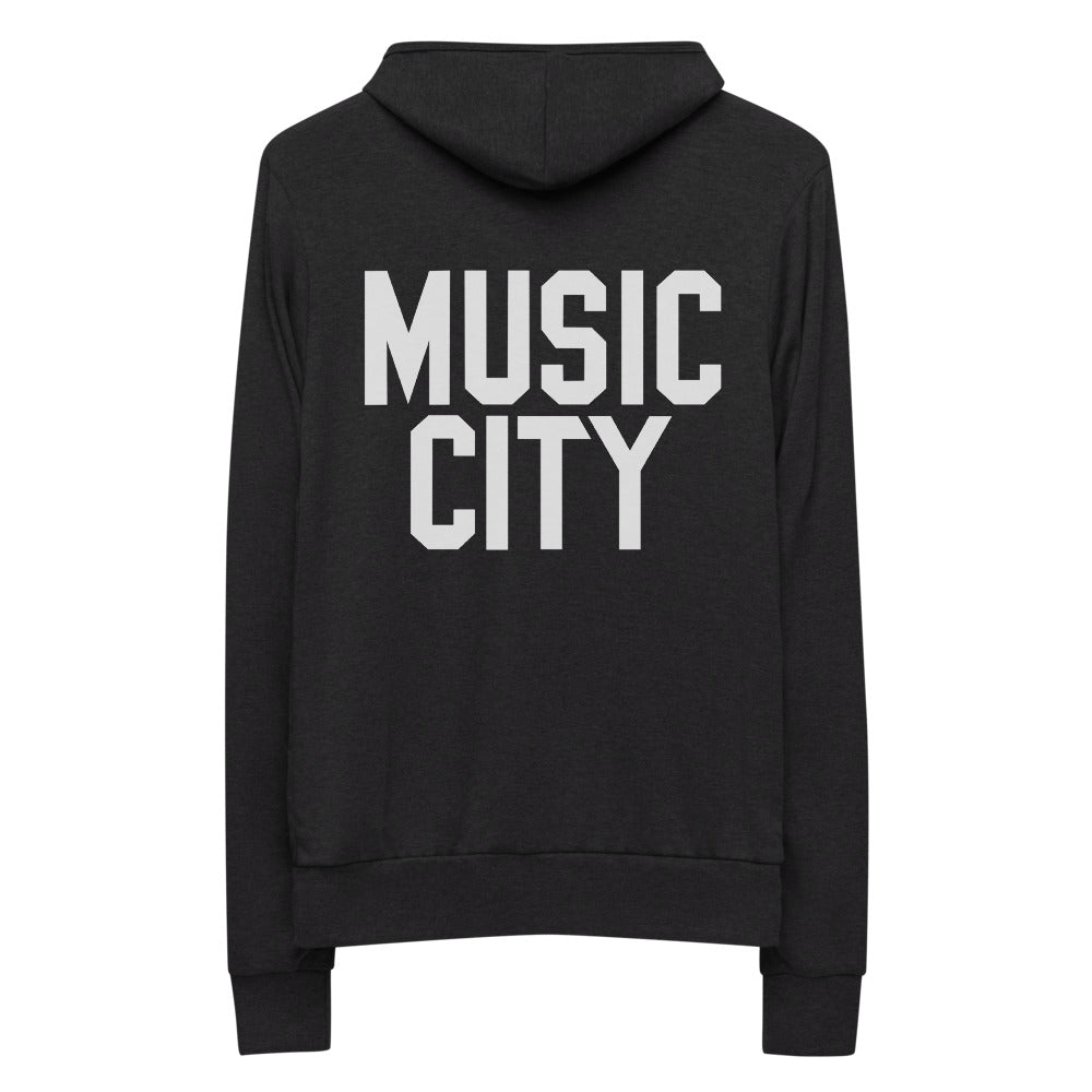 Music City Basic Text Monochrome Lightweight zip hoodie