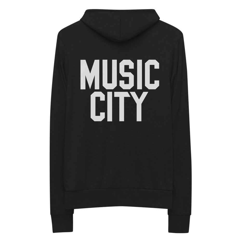 Music City Basic Text Monochrome Lightweight zip hoodie